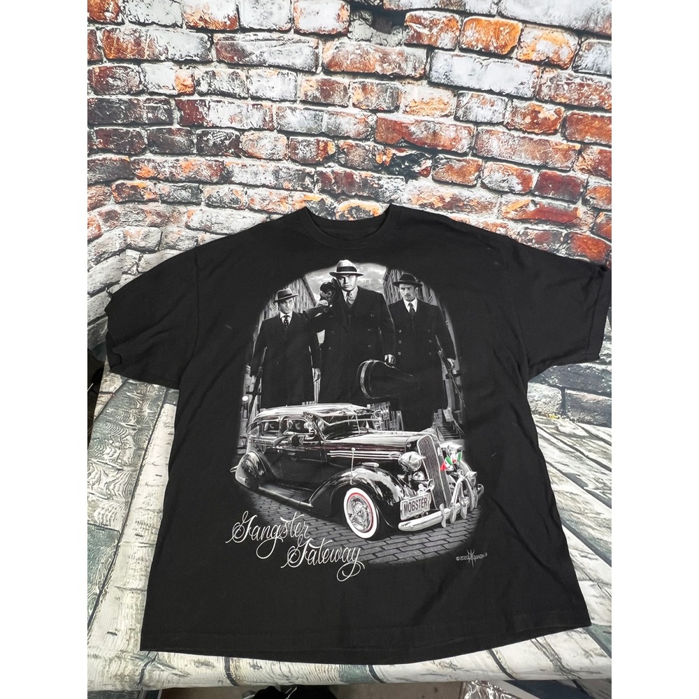 SLAM Gangster Gateway Mobster Graphic T-Shirt Mens 3XL Black Cotton Lowrider Tee
